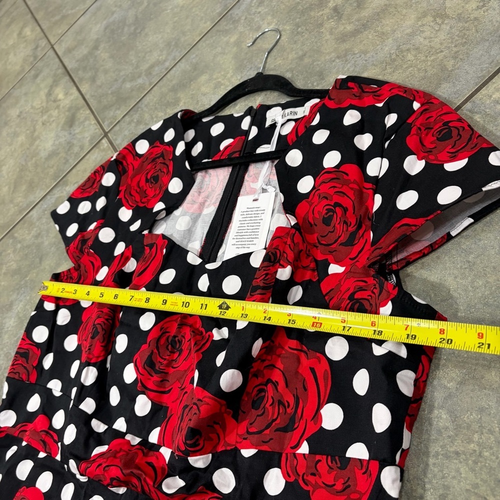NWT Grace Karin Rose Polka Dot Rockabilly Pinup Retro Party Bodycon Dress 3XL - Picture 8 of 11